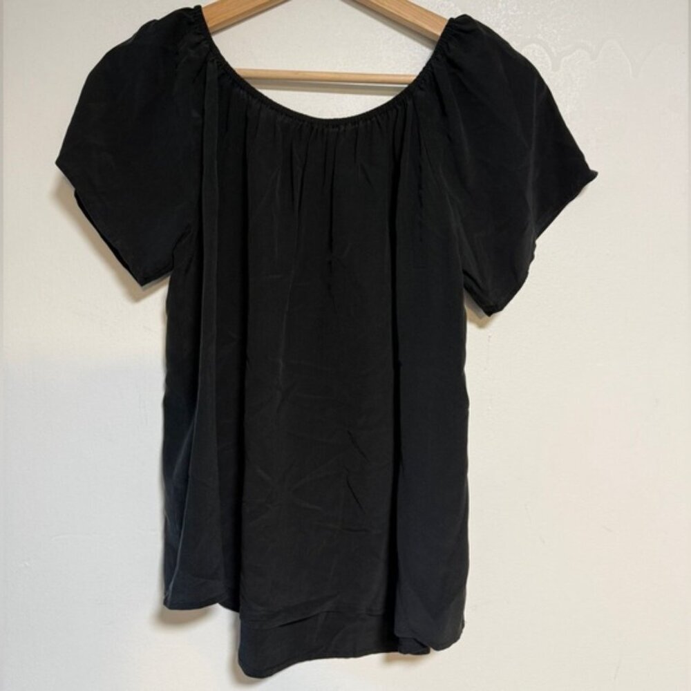 Joie Black Short Sleeve Peasant Blouse Size S - Picture 6 of 6